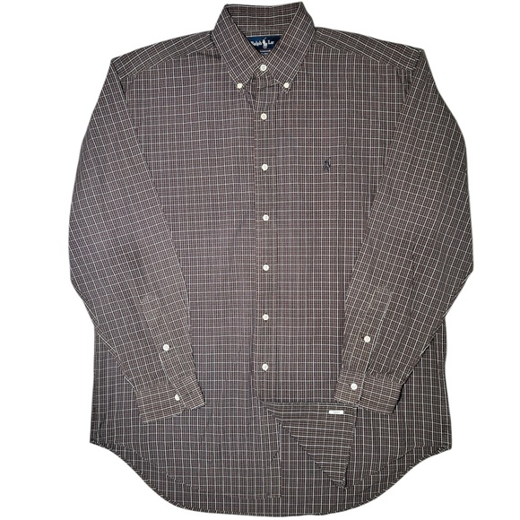 Ralph Lauren Other - Ralph Lauren Micro Plaid Casual Botton Down Brown Dress Shirt Size M